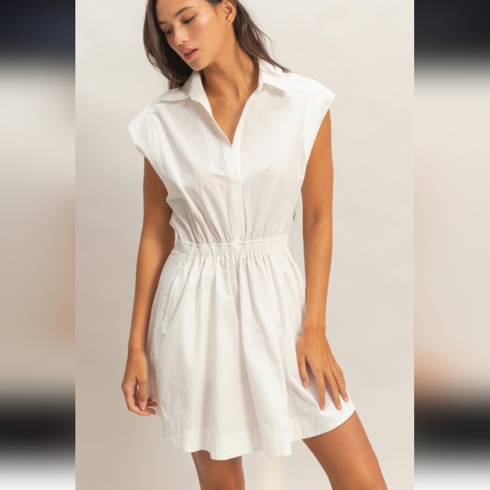 Classic White 100% Cotton Shirt Dress - Elegant Everyday Style